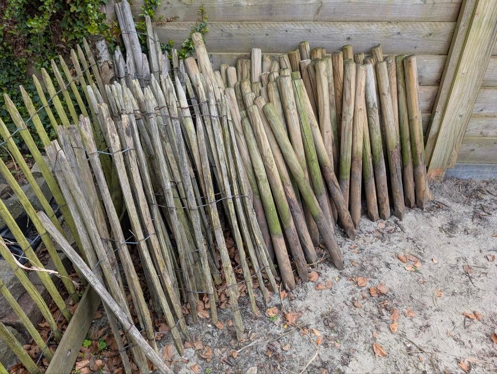 Schapenhek en grote hoeveelheid paaltjes, Tuin en Terras, Tuinhekken en Hekwerk, Ophalen, Gebruikt, Hout, Tuinhek