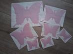 Set van 7 roze vlinder muurstickers - kinderkamer, Ophalen of Verzenden, Nieuw, Wanddecoratie