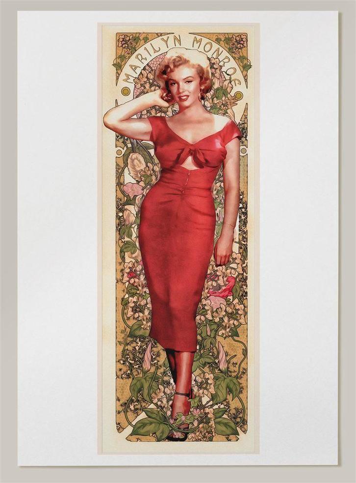 Exclusieve Marilyn Monroe Art Nouveau Mucha Poster, Verzamelen, Posters, Nieuw, Film en Tv, A1 t/m A3, Ophalen of Verzenden