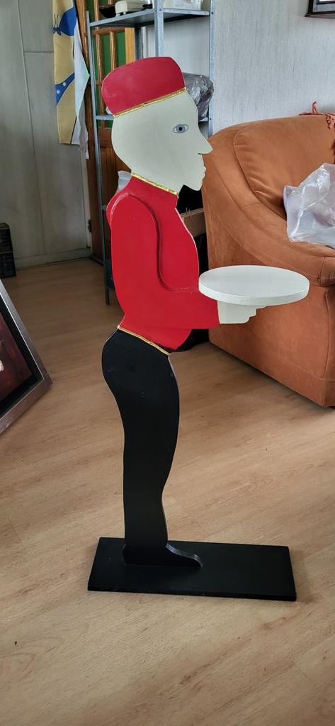 Decoratieve Serveerboy - Houten Figuur met Dienblad, Ophalen, Hout, Gebruikt, Meerkleurig