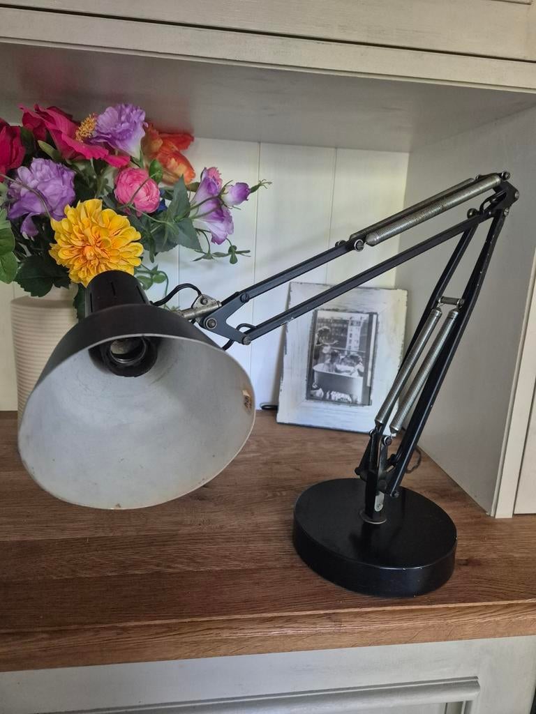 Vintage Hala Zeist bureaulamp, zwart, ca. 80cm hoog, Ophalen of Verzenden