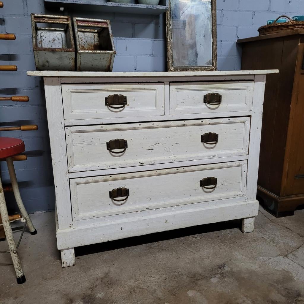 Brocante oude diepe eiken ladekast commode, Ophalen, Gebruikt, 100 tot 150 cm, Rian.verbeet@gmail.com