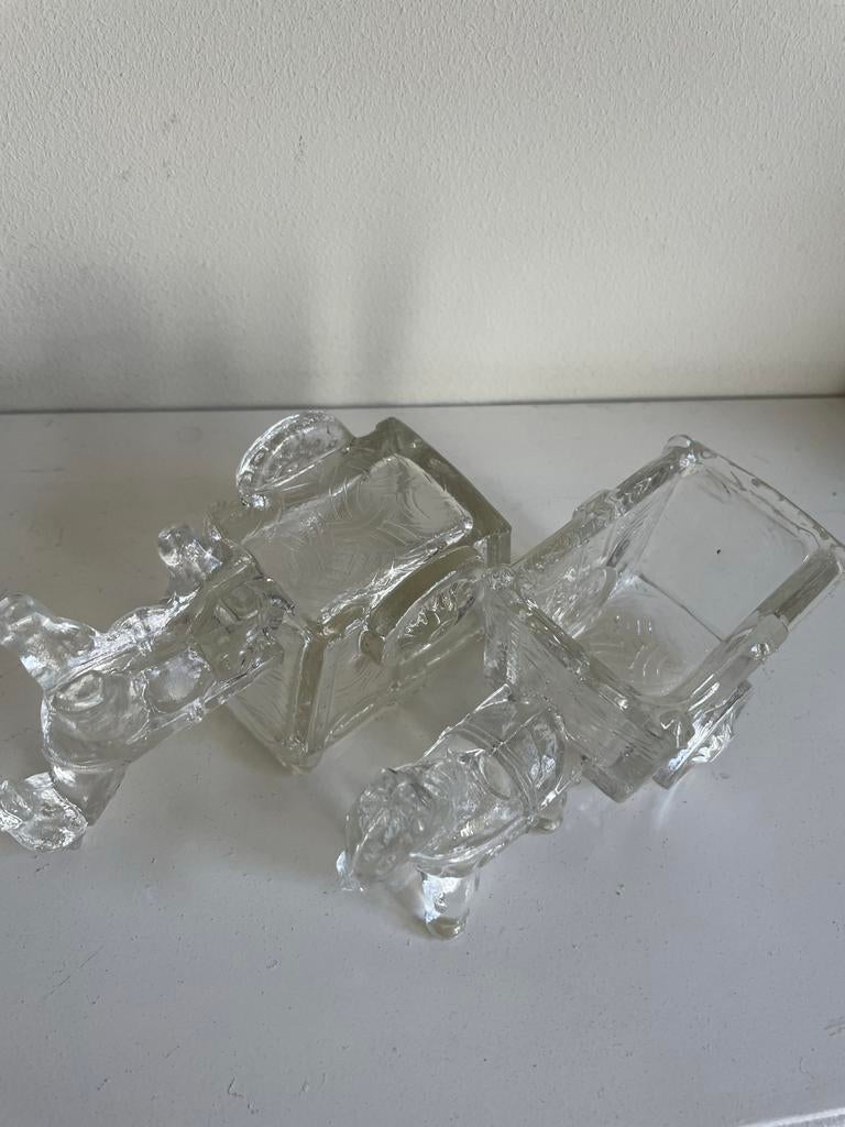 Vintage geperst glas snoepschaaltjes paard en kar, Antiek en Kunst, Antiek | Glas en Kristal, Ophalen of Verzenden
