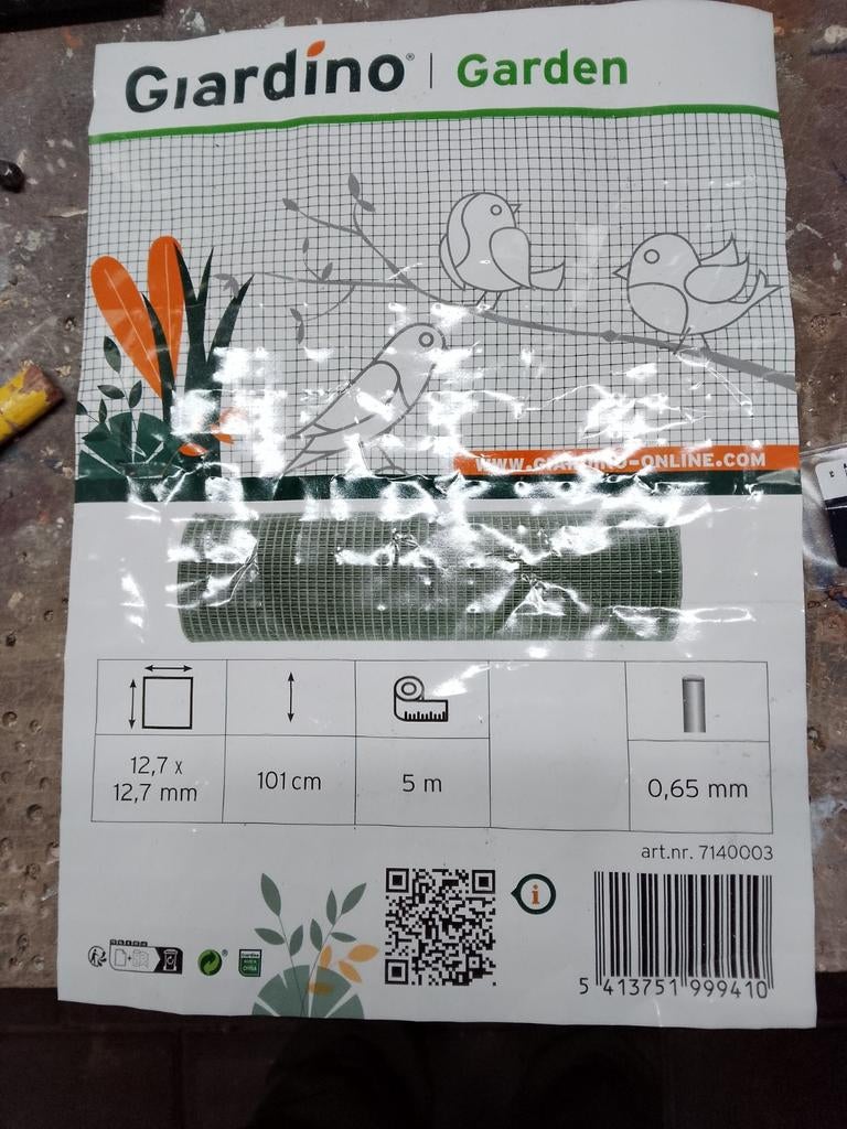 Giardino Volieregaas - 5 meter, Ophalen of Verzenden, Nieuw, Minder dan 10 meter, Gaas