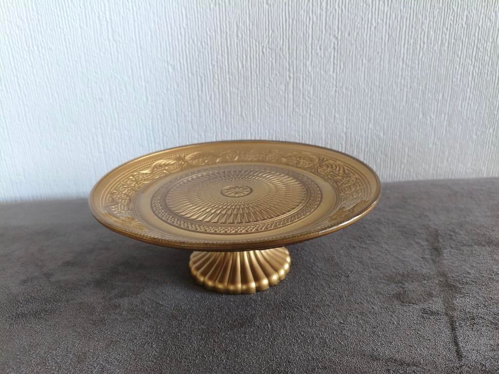 Gusta glazen taart schaal op voet (ZGAN), Huis en Inrichting, Woonaccessoires | Etagères, Ophalen of Verzenden, Zo goed als nieuw