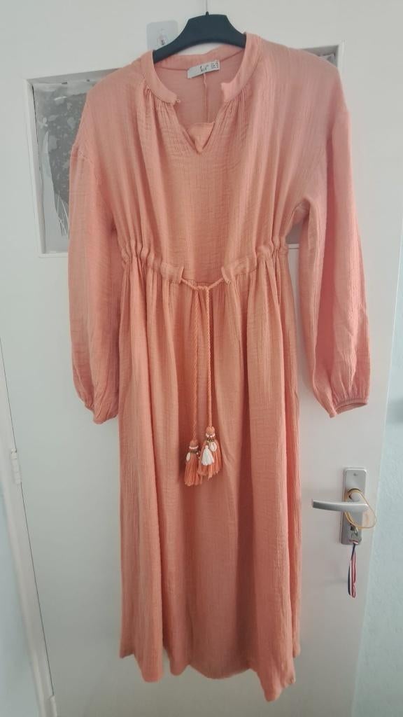 Nieuwe maxi jurk zalmkleur/oranje –luchtig, Ophalen of Verzenden, Zo goed als nieuw, Oranje, Onder de knie