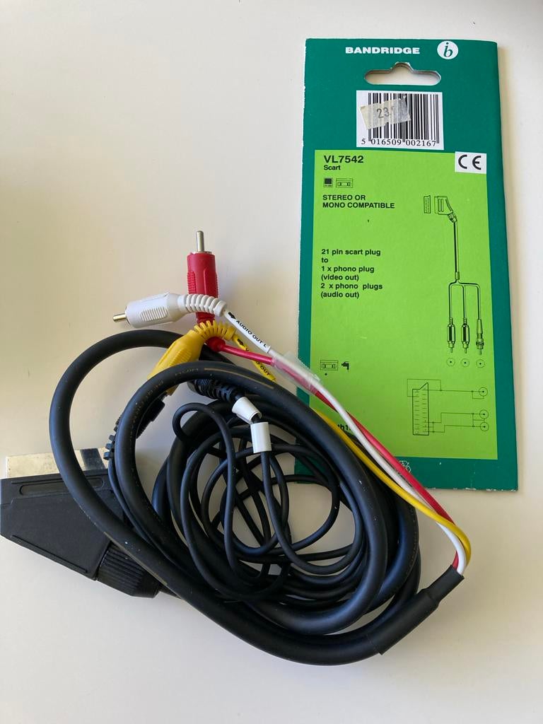 Bandridge Scart naar Phono kabel VL7542, Audio, Tv en Foto, Audiokabels en Televisiekabels, Ophalen of Verzenden, Zo goed als nieuw