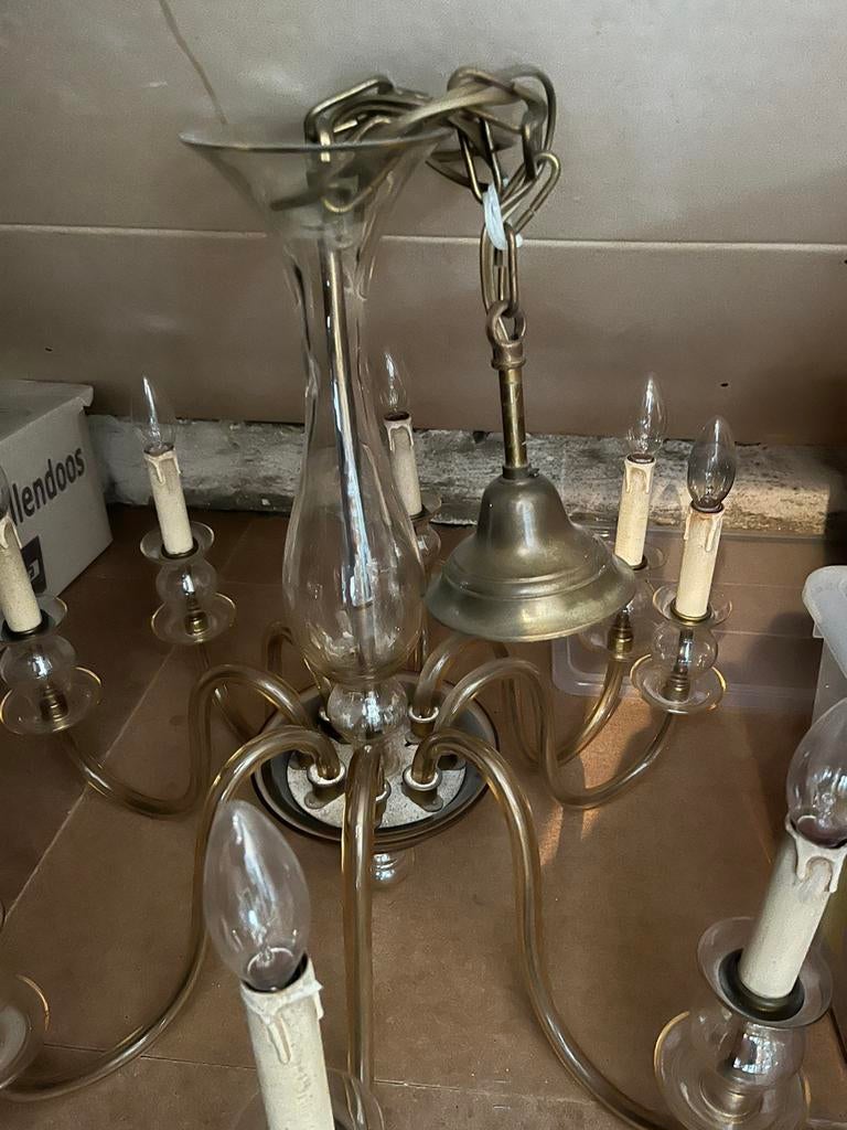 Murano kroonluchter 8 arms, Huis en Inrichting, Lampen | Kroonluchters, Ophalen, Zo goed als nieuw, Glas
