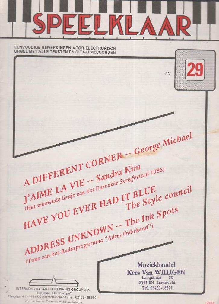 SPEELKLAAR 29, Muziek en Instrumenten, Bladmuziek, Gebruikt, Artiest of Componist, Populair, Orgel, Ophalen of Verzenden