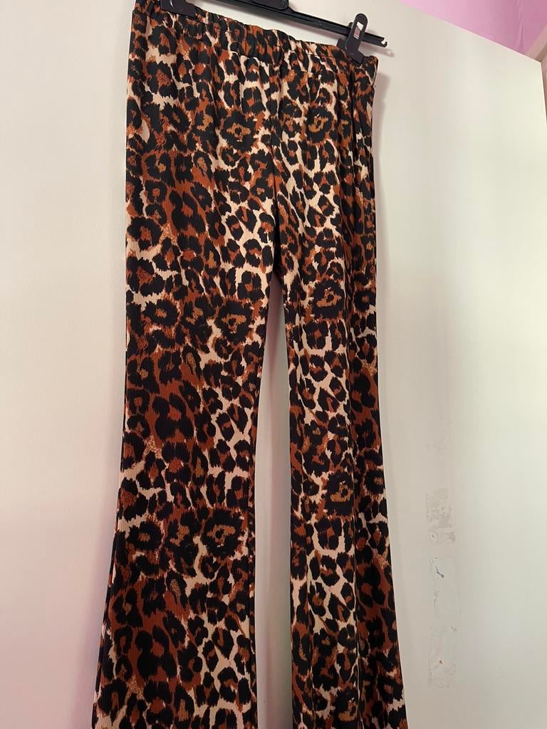 Panter print flair broek, Kleding | Dames, Broeken en Pantalons, Bruin, Ophalen of Verzenden, Zo goed als nieuw, Maat 34 (XS) of kleiner