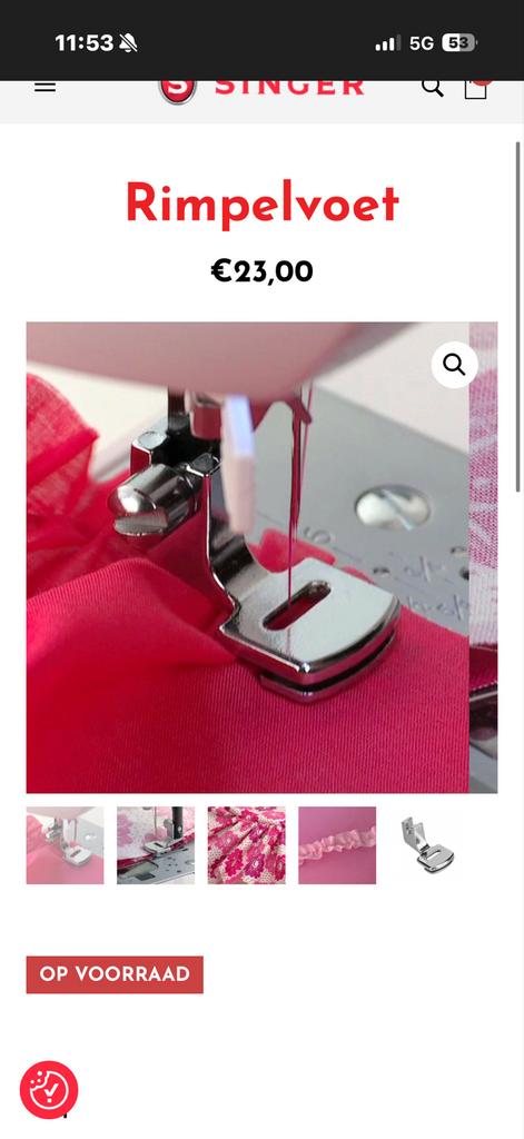 3x Singer Rimpelvoet - Naaimachine Toebehoren, Ophalen of Verzenden, Nieuw, Toebehoren, Singer