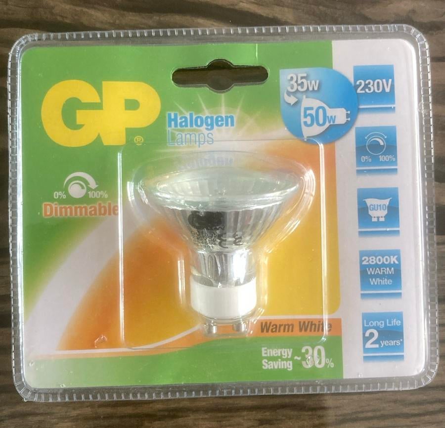 GP Halogeenlamp GU10 35W (50W equivalent) Warm Wit *NIEUW*, Halogeen (gloei)lamp, Nieuw, Overige fittingen, Ophalen