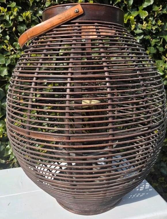 Rotan windlicht XL  60 cm hoog, Gebruikt, Ophalen of Verzenden, Hout, Bruin