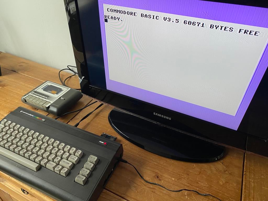 Commodore 16 (64 kb),cartridge met 72 spelen,datasette 1531, Ophalen of Verzenden