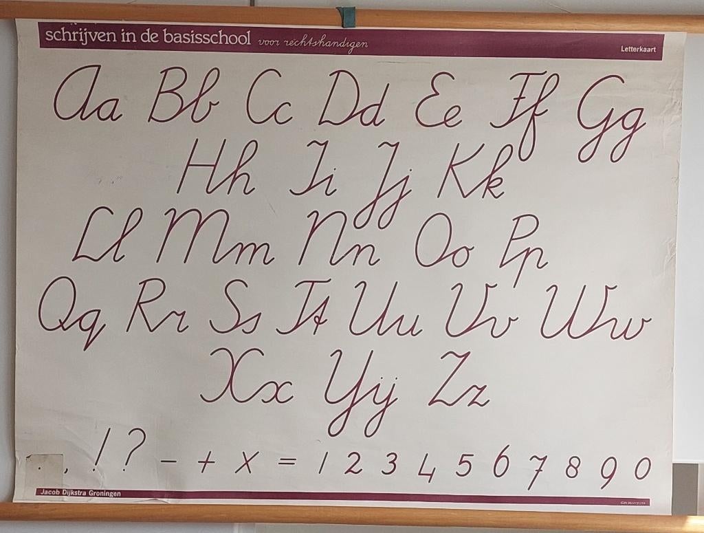 oude schoolkaart voor schrijfonderwijs, Antiek en Kunst, Ophalen, Overige thema's