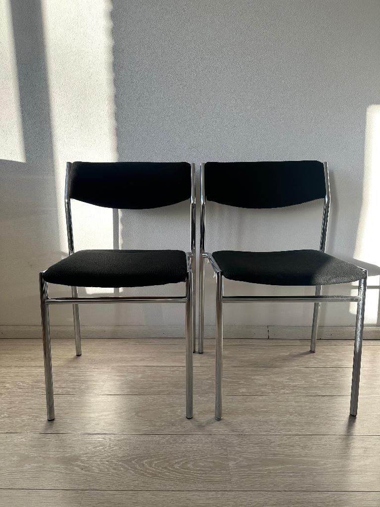 6 Gijs van der Sluis vintage design 60/70 chrome buisframe, Ophalen, Gebruikt, Wit, Stof