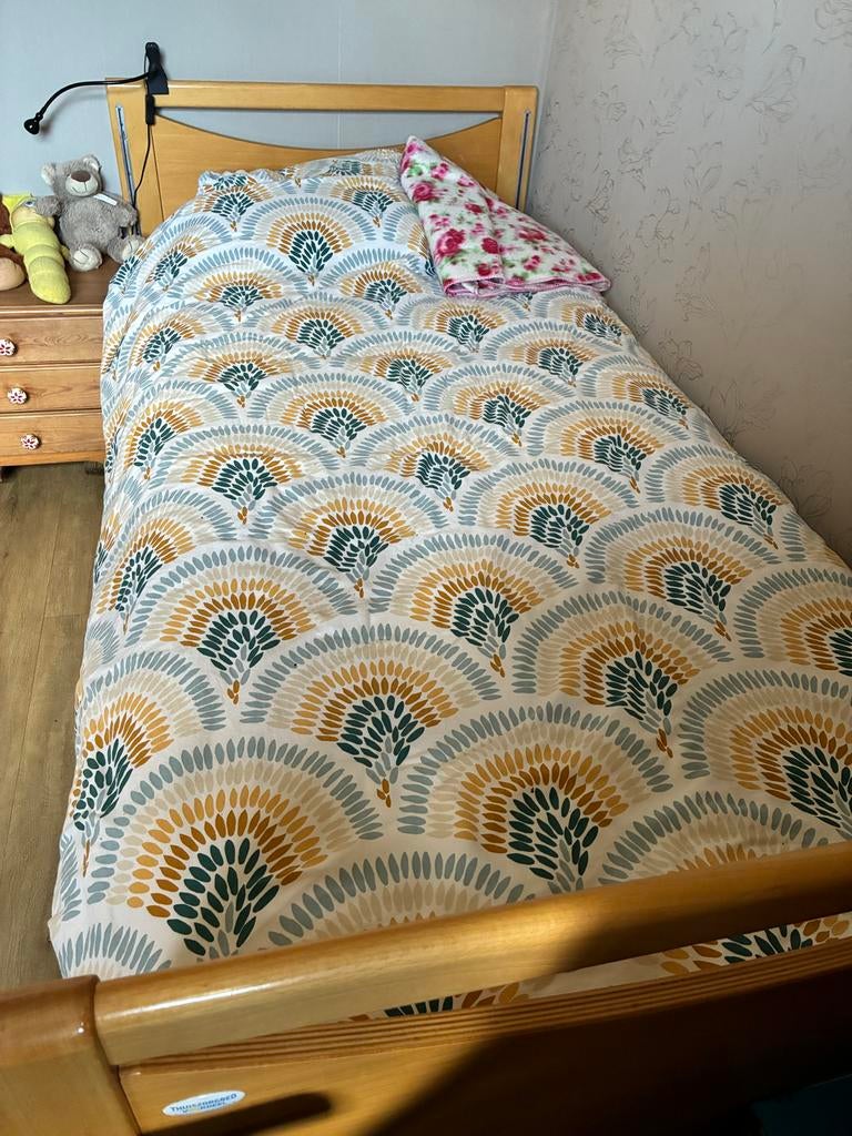 Gratis hoog/laagbed elektrisch, Ophalen, 90 cm, Eenpersoons, Bruin