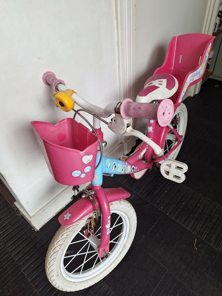 Volare Disney Princess Kinderfiets 14 Inch Roze Blauw, Fietsen en Brommers, Fietsen | Kinderfietsjes, Ophalen, Gebruikt, Minder dan 16 inch