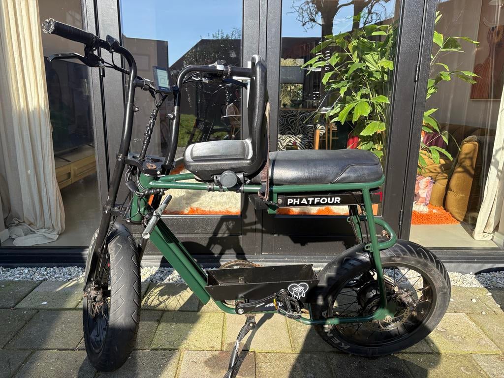 Phatfour fatbike 2021 donkergroen inclusief kinderzitje, Minder dan 30 km per accu, Gebruikt, Minder dan 47 cm, Ophalen