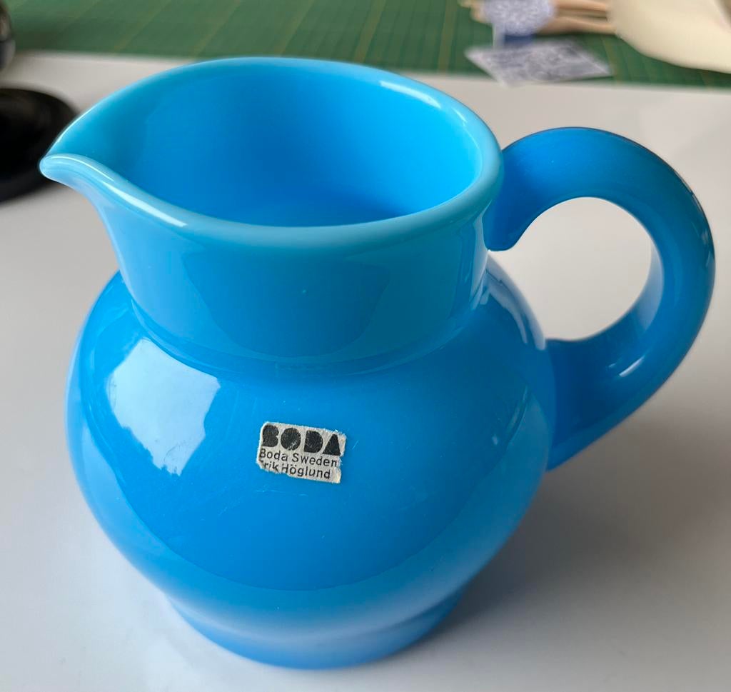 Kosta Boda turquoise opaline kan, ontwerp Erik Höglund, Ophalen of Verzenden