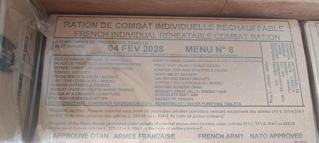 Franse militaire RCIR rantsoenen (enkel)., Verzamelen, Militaria | Algemeen, Ophalen of Verzenden, Landmacht, Overige gebieden