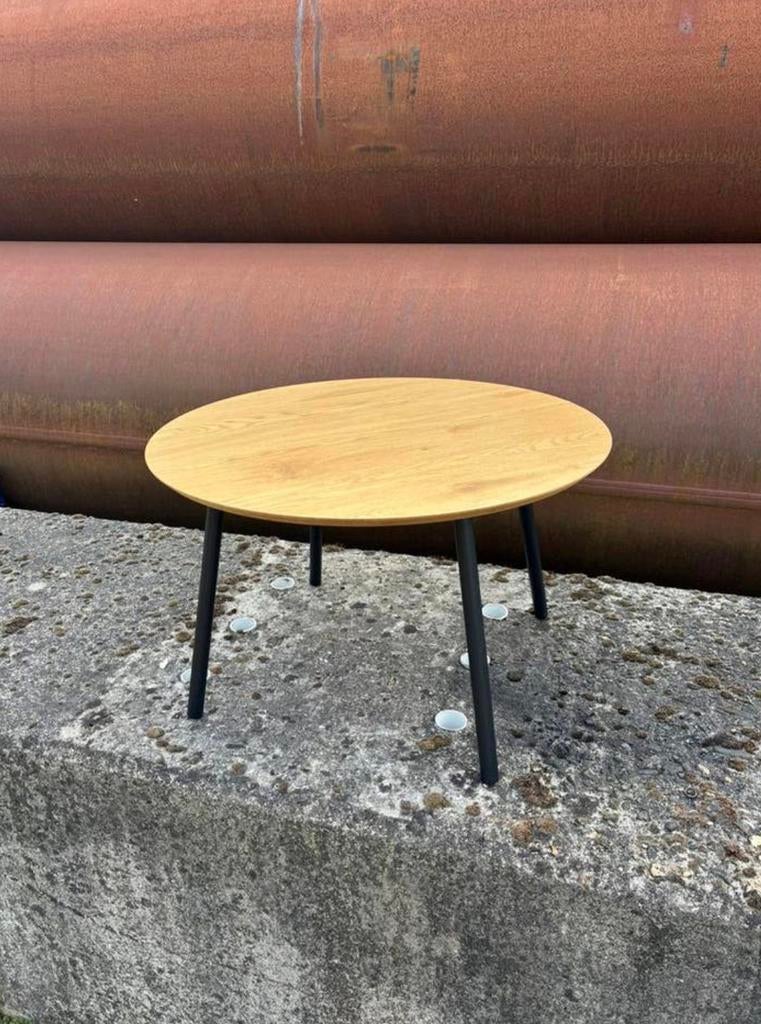 Salontafel Bijzettafel Jysk Zwart Eikenhoutfineer, Ophalen, Gebruikt, 50 tot 100 cm, 50 tot 75 cm