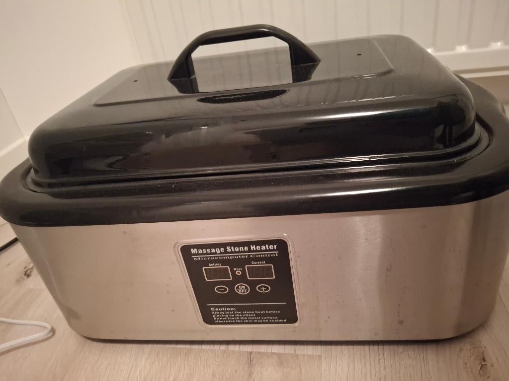 Hotstone pan en basalt stenen, Sport en Fitness, Massageproducten, Ophalen, Zo goed als nieuw, Hotstone