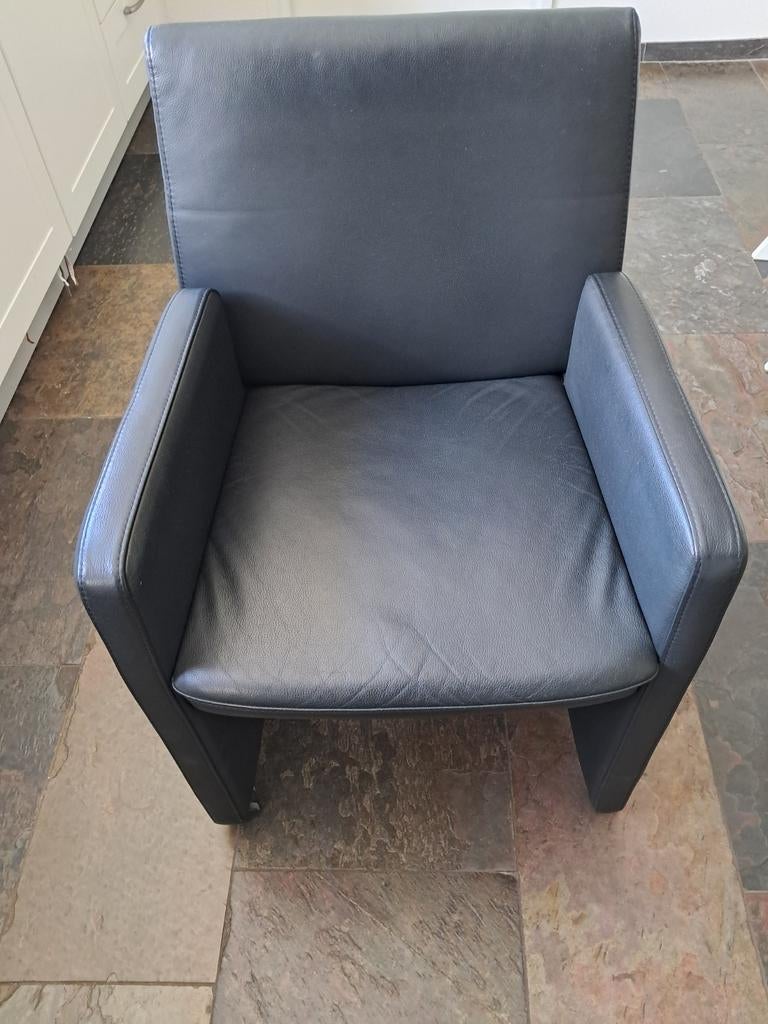 6 antraciet leren eetkamerstoelen, Huis en Inrichting, Fauteuils, Ophalen, Leer