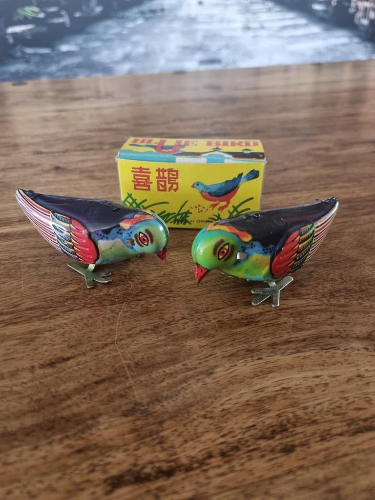 Vintage Opwind Speelgoed Vogels - Blikken Speelgoed, Antiek en Kunst, Antiek | Speelgoed, Ophalen of Verzenden