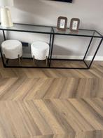 Sidetable glas met zwart onderstel, Ophalen, 150 tot 200 cm, 50 tot 75 cm, Glas