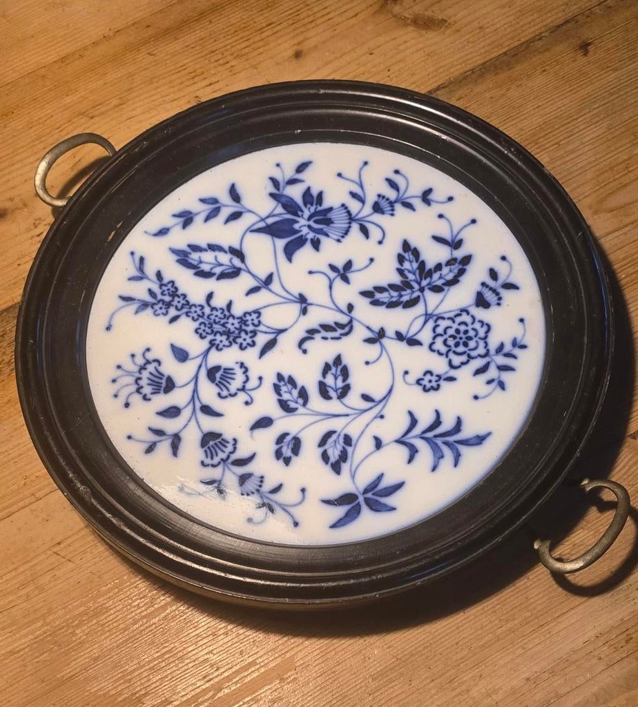 Prachtig antiek dienblad Zwiebelmuster op bolpootjes, Ophalen of Verzenden