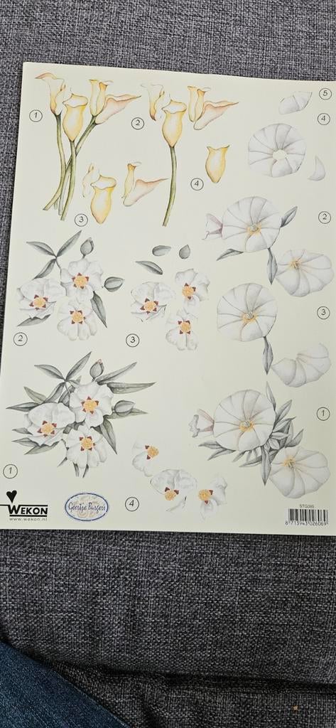 4 Wekon knipvellen voor 3D plaatjes condoleancekaarten, Ophalen of Verzenden, Nieuw, Overige thema's, Knipvel