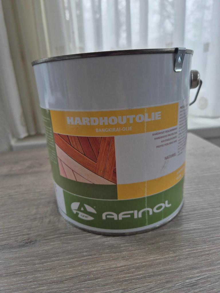 HARDHOUTOLIE 2,5Ltr. Afinol - Bankirai vlonders/palen, Tuin en Terras, Palen, Balken en Planken, Planken, Nieuw, Ophalen of Verzenden