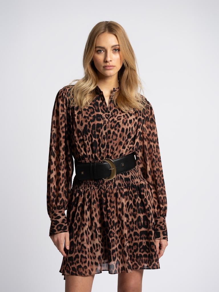 Leopard dress nikkie 40/L, Maat 38/40 (M), Bruin, Ophalen of Verzenden, Zo goed als nieuw