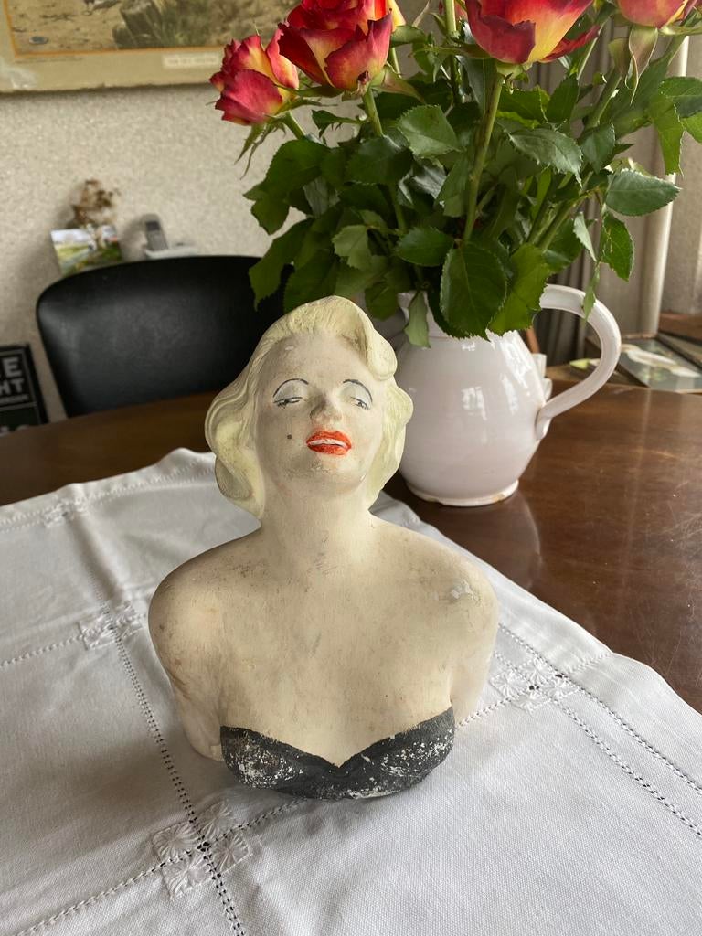 Vintage Borstbeeld MARILYN MONROE, Ophalen of Verzenden, Gebruikt, Pop, Beeldje of Miniatuur