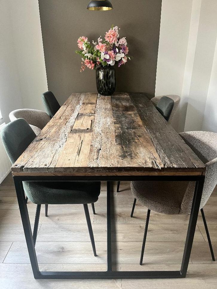 Eetkamertafel Massief Hout Blad, Huis en Inrichting, Tafels | Eettafels, Gebruikt, 50 tot 100 cm, 200 cm of meer, Vijf personen of meer