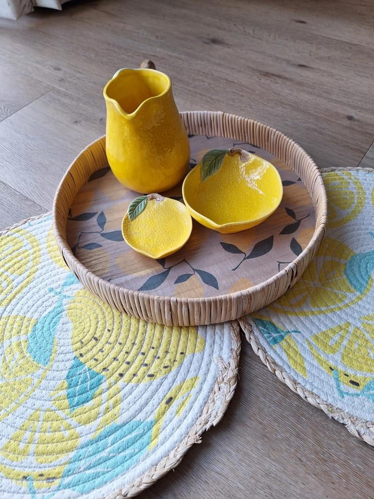 Buiten servies set citroen thema, Huis en Inrichting, Keuken | Servies, Ophalen, Overige stijlen, Schaal of Schalen