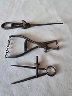 Vintage gereedschap: zaag, tang en passer, Antiek en Kunst, Ophalen of Verzenden