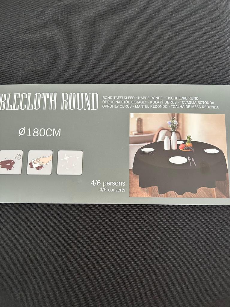 Rond tafelkleed diameter 180 cm zwart nieuw, Ophalen of Verzenden, Nieuw, Rond