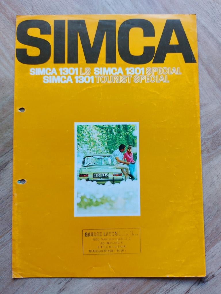 Simca 1301 folder geperforeerd, Ophalen of Verzenden, Zo goed als nieuw, Overige merken