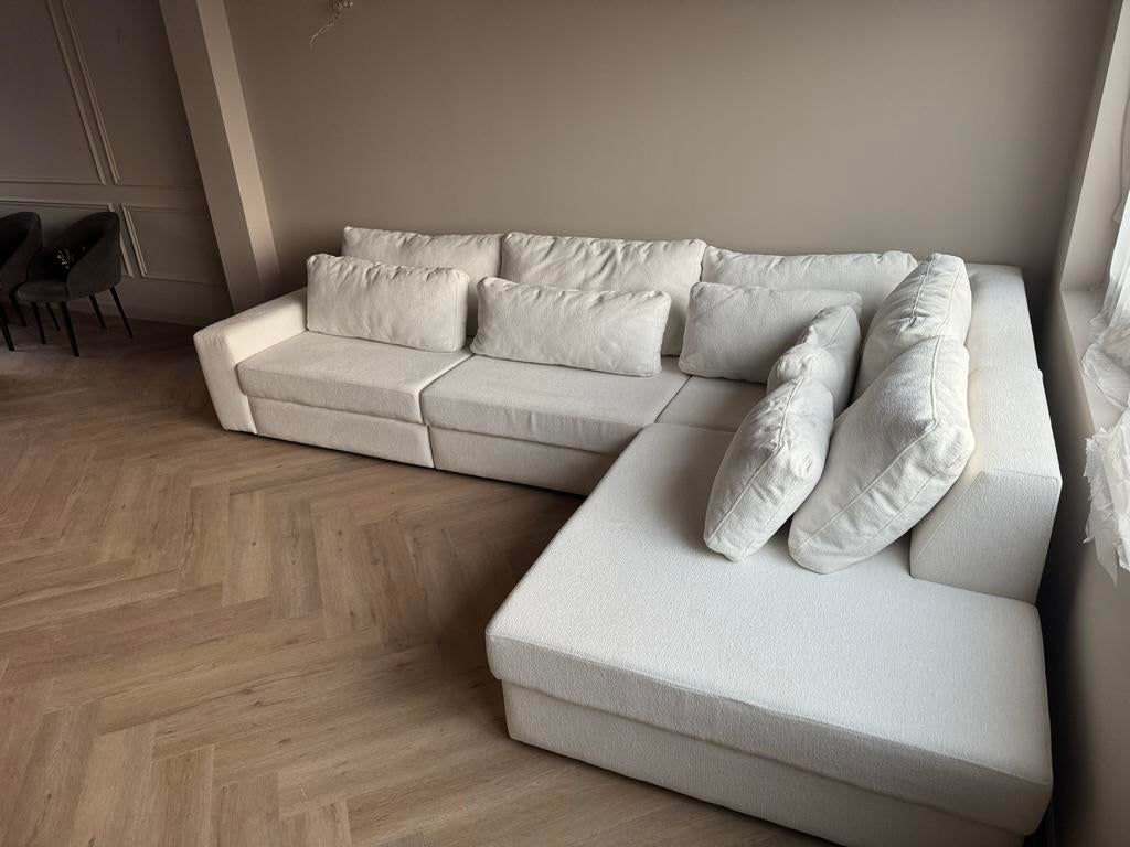 Nieuw bankstel - Hoekbank in creme stof, Huis en Inrichting, Banken | Bankstellen, 100 tot 125 cm, Hoekbank, Ophalen of Verzenden