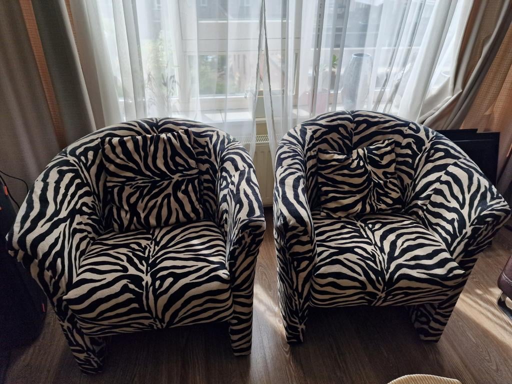 2 zebra fauteuils, Ophalen, Minder dan 50 cm, Gebruikt, Minder dan 75 cm