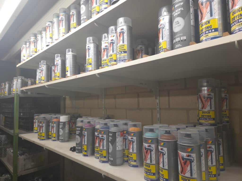 Motip industrial spuitbussen in vele ralkleuren UITVERKOOP, Ophalen of Verzenden, Nieuw, Lak