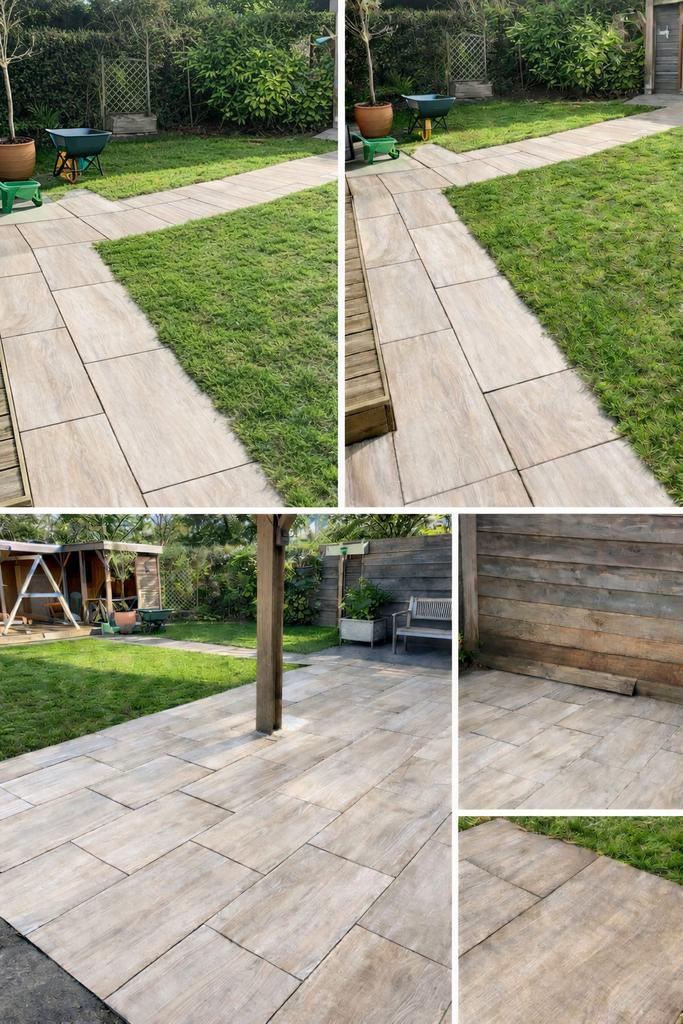 Houtlook Terrastegels Keramisch 43 m² - BIEDEN, Tuin en Terras, Tegels en Klinkers, Ophalen, Keramiek, Zo goed als nieuw, 10 m² of meer