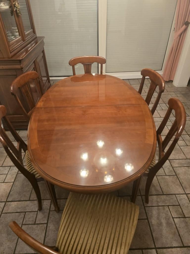Luxe kersenhouten Eetkamer set compleet, Huis en Inrichting, Ophalen, Zo goed als nieuw, Modern klassiek
