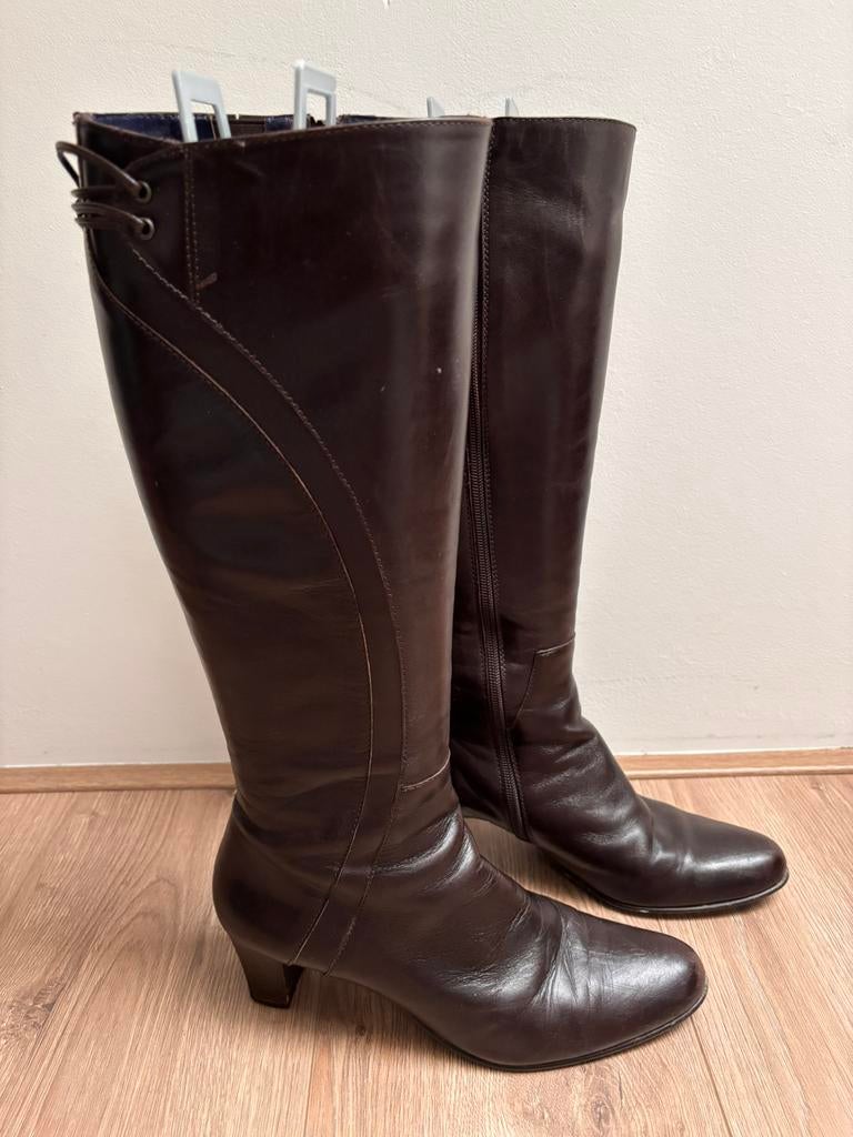 Lange laarzen donkerbruin maat 37,5, Ophalen of Verzenden, Zo goed als nieuw, Bruin, Hoge laarzen