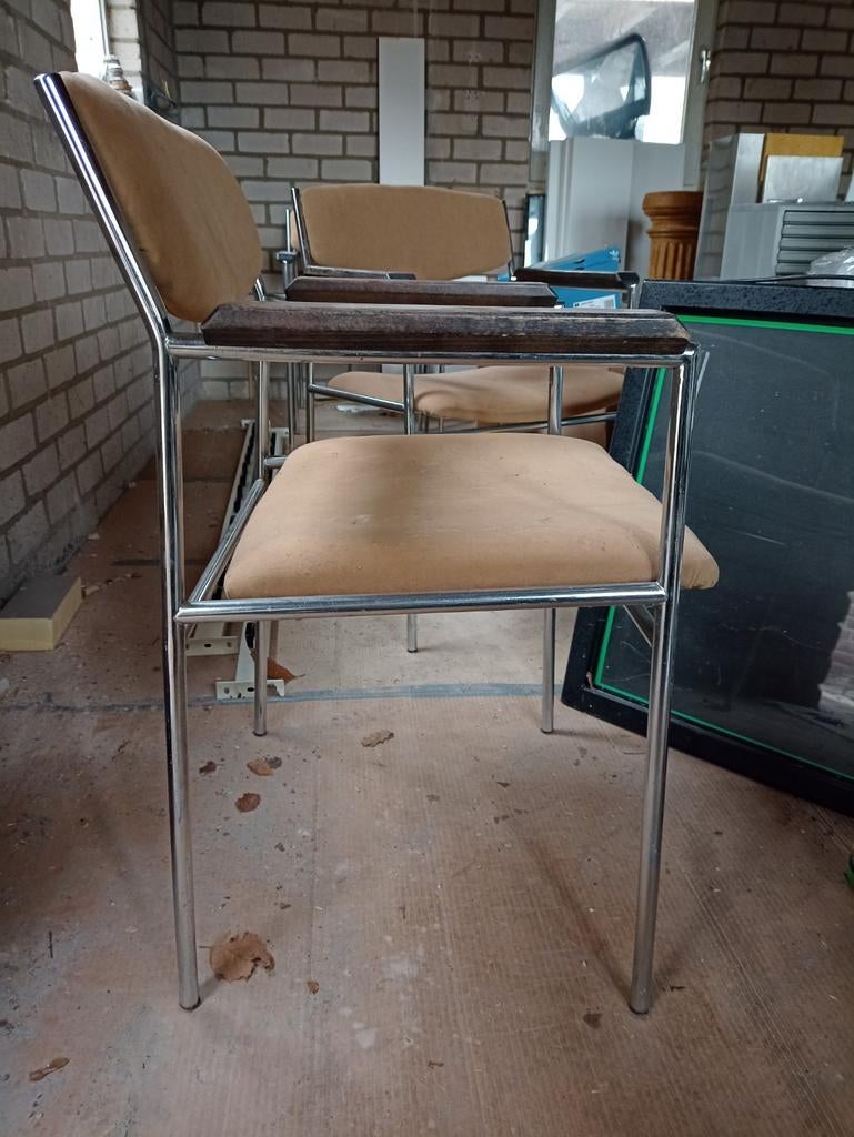 Vintage Gijs van der Sluijs set van 4 stoelen, Ophalen, Gebruikt, 60 tot 90 cm
