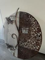 Wandornament met vlinders en theelichthouders, Ophalen, Gebruikt