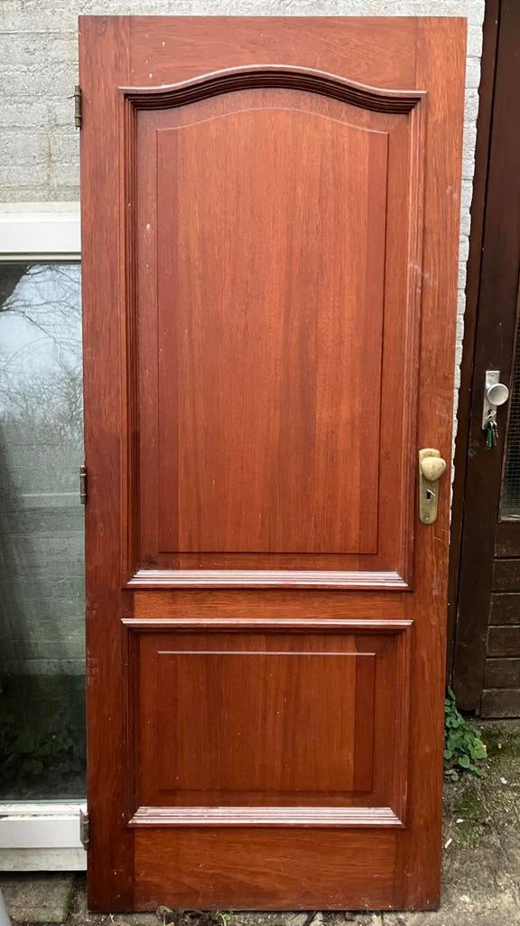 Klassieke binnendeur, panelen of glas, massief hout, Ophalen, Gebruikt, Binnendeur, 200 tot 215 cm