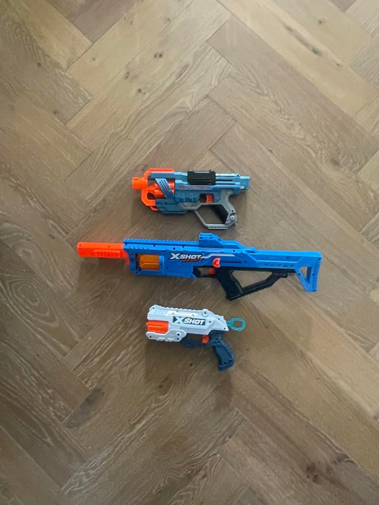 Nerf en X-Shot speelgoedgeweren met kogels er bij, Ophalen of Verzenden, Gebruikt